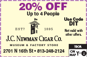 Special Coupon Offer for J.C. Newman Cigar Museum & Factory Store